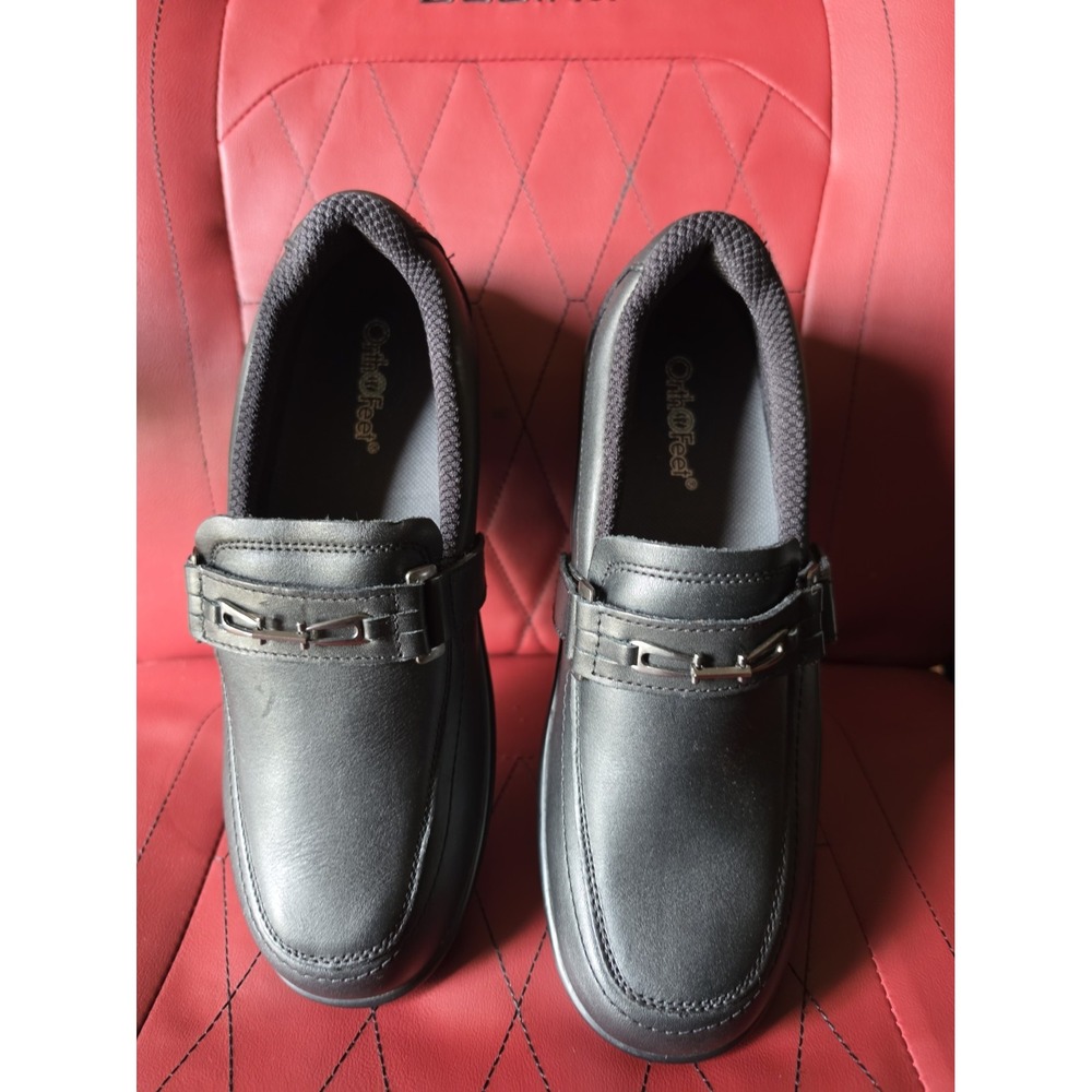 Orthofeet 817 Women Black Leather Bit Loafers Shoes Wide Sz Us 10 Comfort